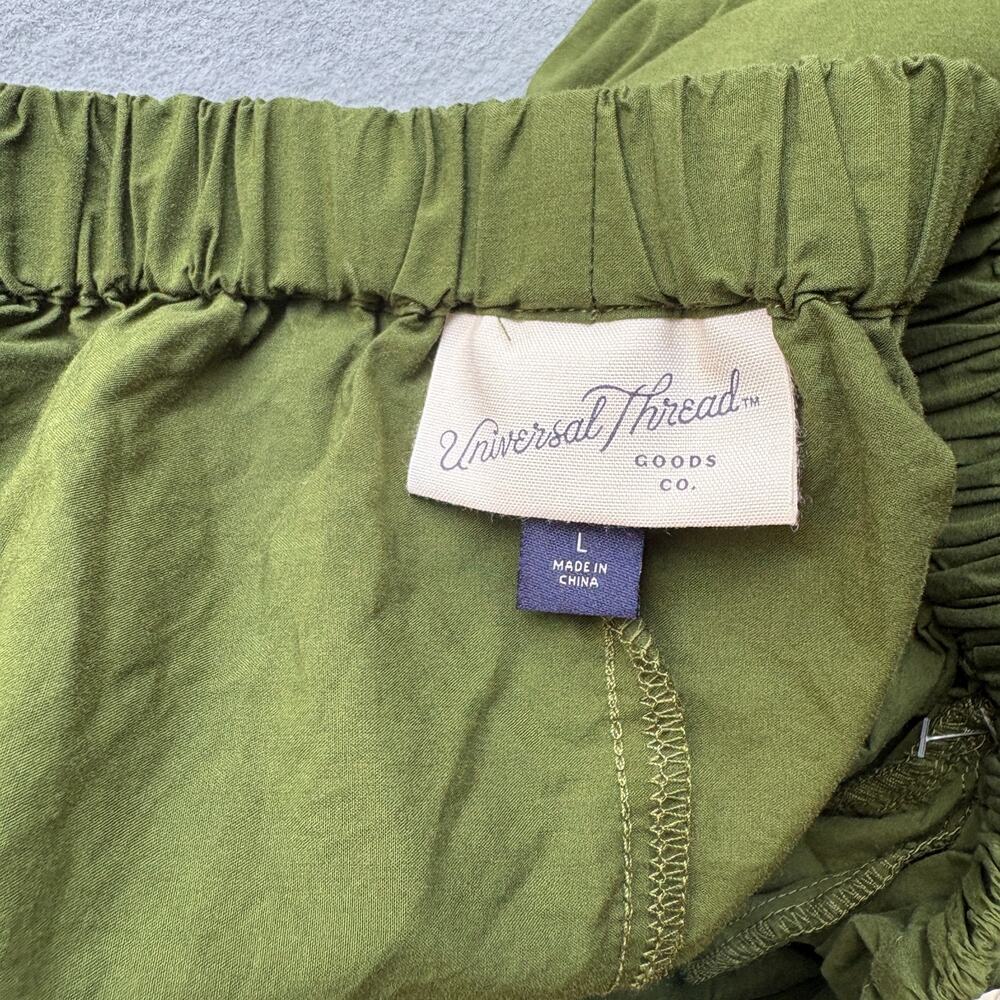 NWT Universal Thread Tiered Maxi Skirt Green Olive Long Cotton Blend Large - Picture 4 of 4